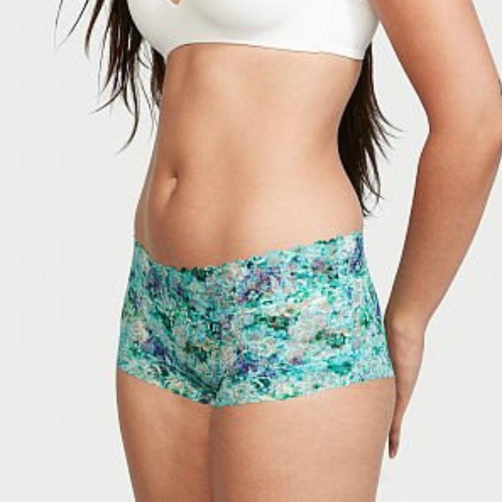 Victoria's Secret Lace Shortie Panty Blue Aqua Small NEW